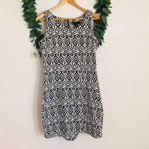 Aztec Print Black & White Dress